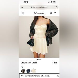 Reformation Ursula silk dress never worn size 0